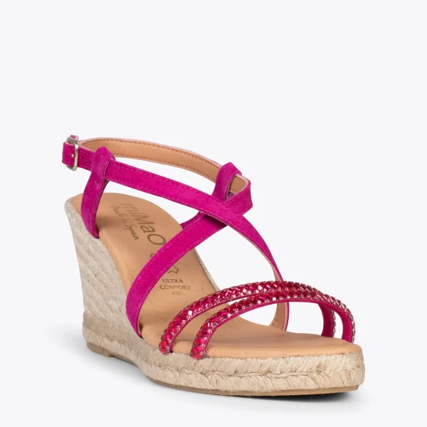 belle MiMaO ShopOnline MORAIRA – Espadrilles à Talon Compensé FUCHSIA 5