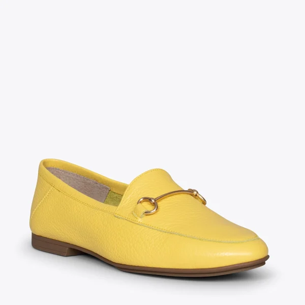 boutiqued en ligne MiMaO ShopOnline STYLE – Mocassins En Cuir Avec Détail Métallique JAUNE 5