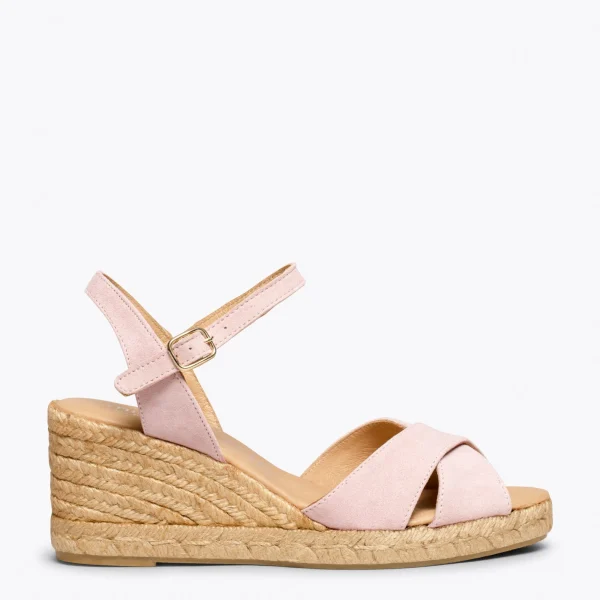 l'unique style MiMaO ShopOnline CALPE – Espadrilles Artisanales à Lanières Et Boucle ROSE PÂLE 1